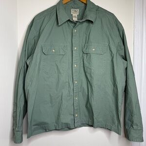 READ Altered Vintage LL Bean Button Down Men’s Size XL Green Cotton 2 Pockets